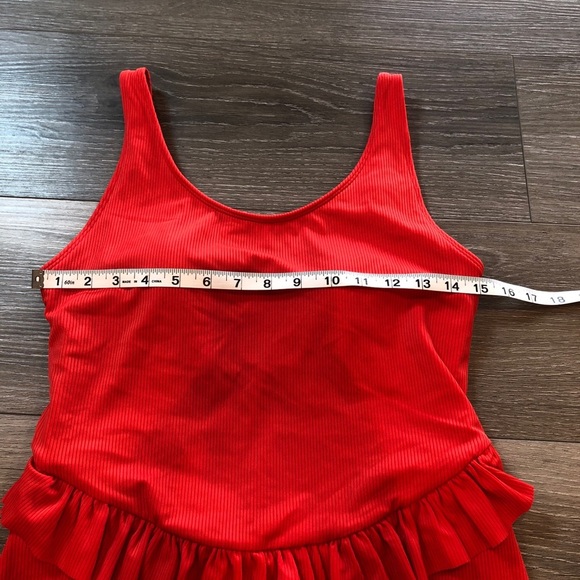 Kortni Jeane Waffled Maroon Skirted One Piece Swimsuit NWT Size Large - Picture 4 of 8